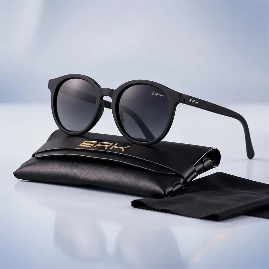 Óculos De Sol Brk Redondo Preto Fumê Pescador Agro Fumê Preto