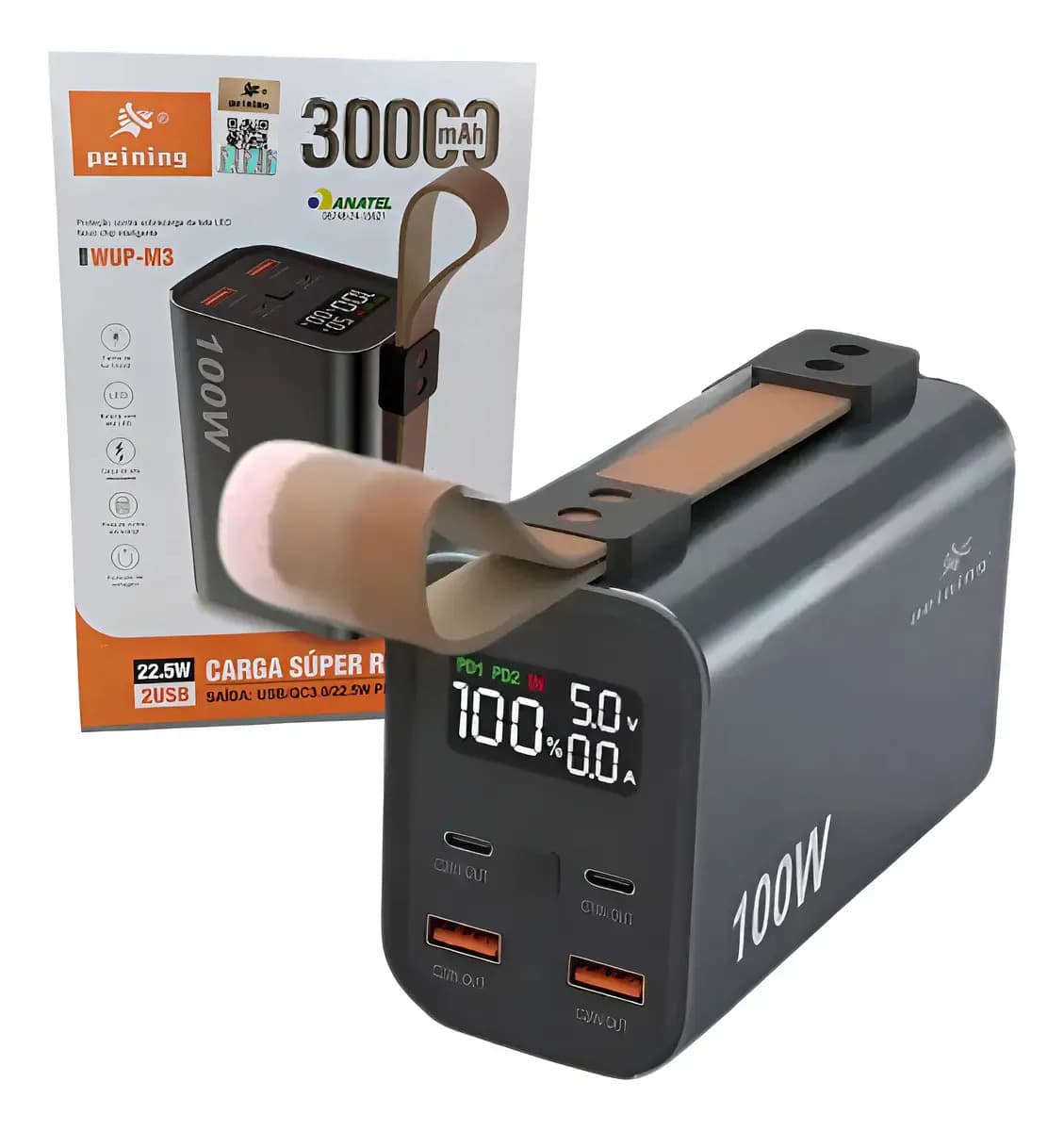 Power Bank 30000mah 100w Para Starlink E Notebook Preto